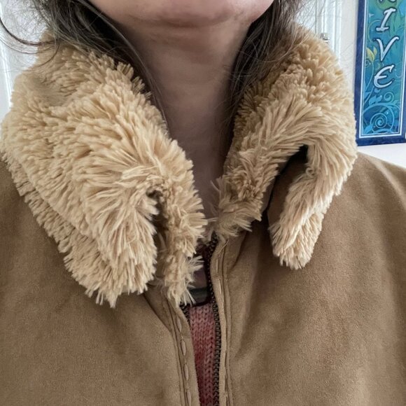 Liz Claiborne minky-soft shearling buckskin polyester jacket Womens L Macy’s - Picture 11 of 11
